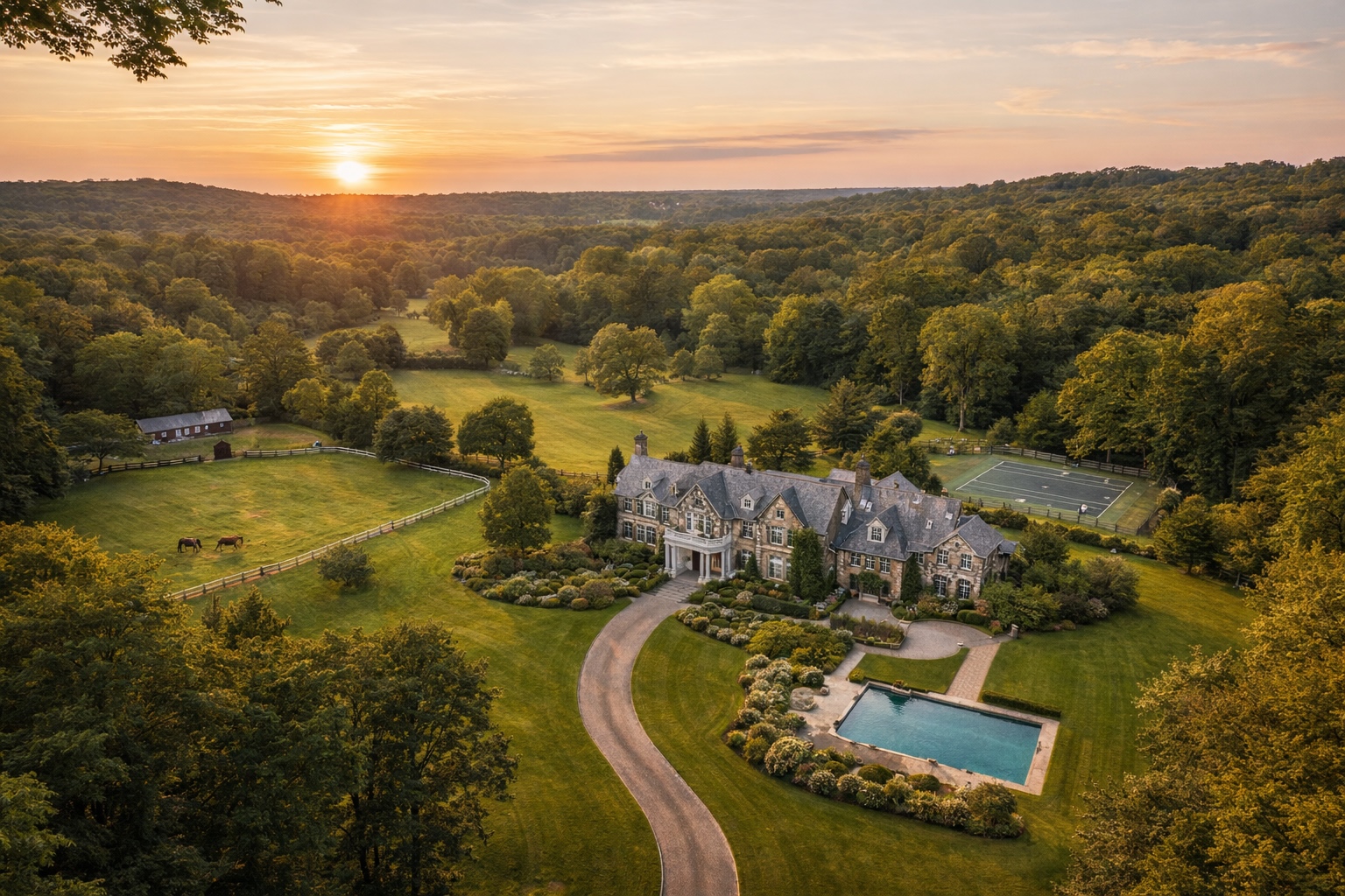 Back Country Greenwich CT estate properties with expansive private land