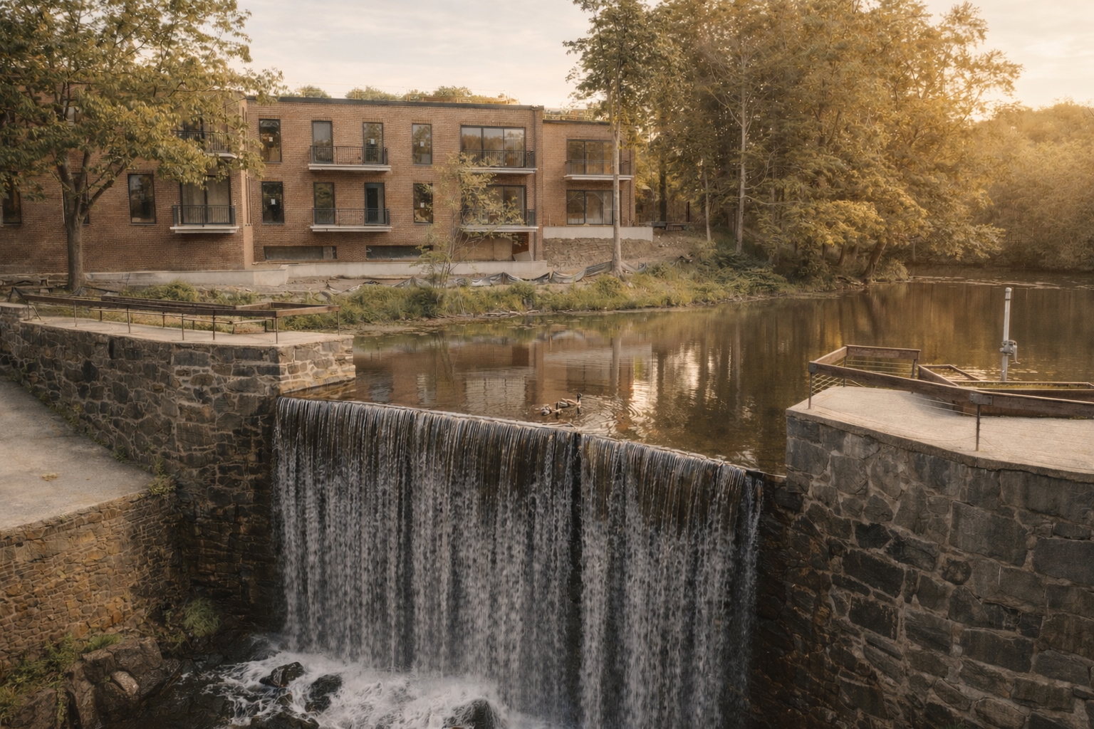 Glenville CT waterfall and historic mill building